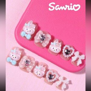 NEW! Sanrio My Melody 24pcs Short Square 3D Press On Nails
